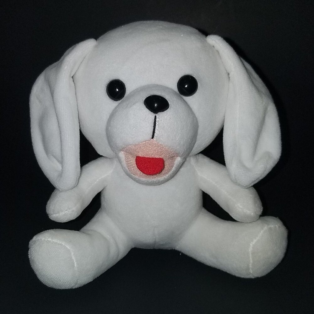 White Puppy Dog Plush Stuffed Animal Toy 6" Lovey Red Tongue NEGU